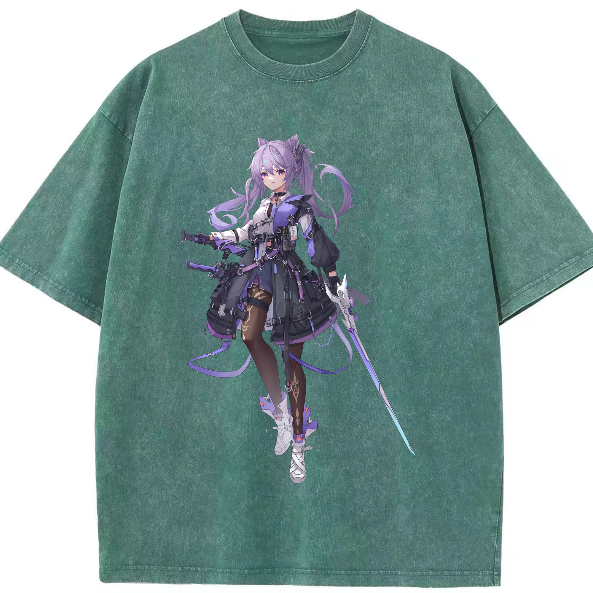 げんし神 刻晴 こくせい genshin Kokusei 綿100% ヴィンテージ風 半袖Tシャツ（フロントプリント）